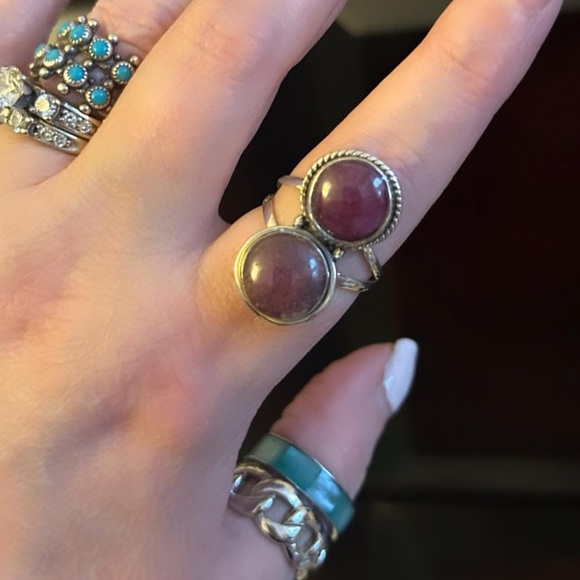 Lepidolite Purple Stone Women's sterling silver Ring - Picture 2 of 7